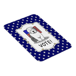 Vote! Old English Sheepdog Grey 1 Cute Political Magnet