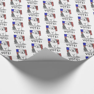 Vote! Old English Sheepdog Grey 1 Cute Political Wrapping Paper