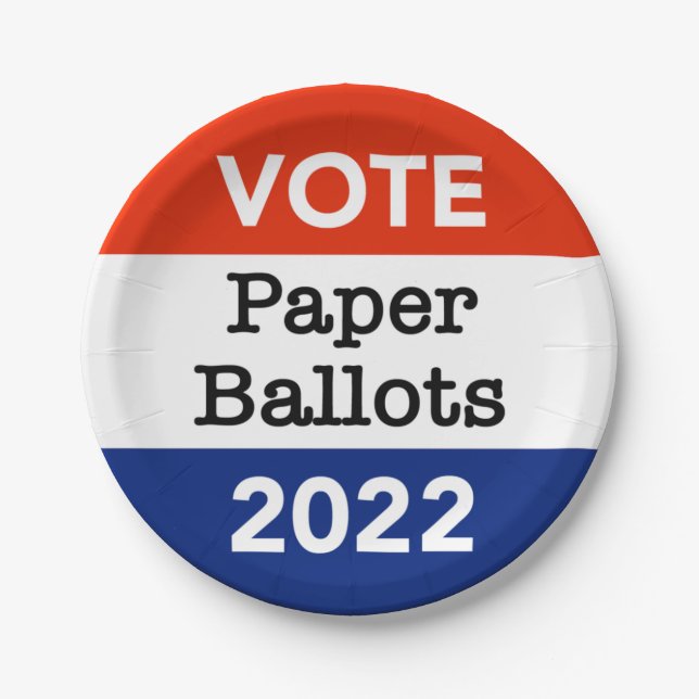 Vote Paper Ballots 2022 Midterm Election Paper Plate (Front)