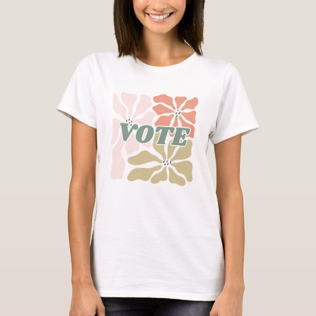 Vote - Pastel Retro Floral T-Shirt (Front)