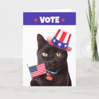 Vote Patriotic Cat With Flag and Hat Humour