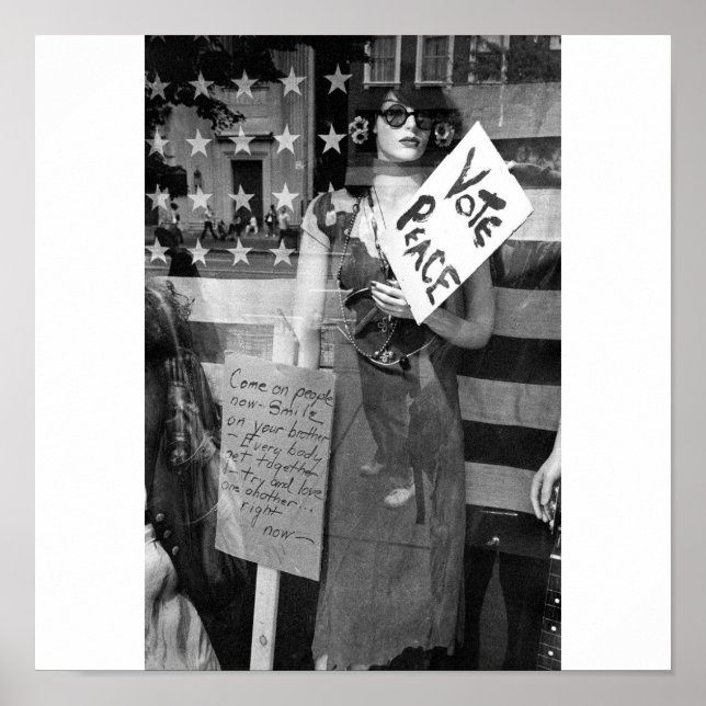 Vote peace, a black and white print (Front)