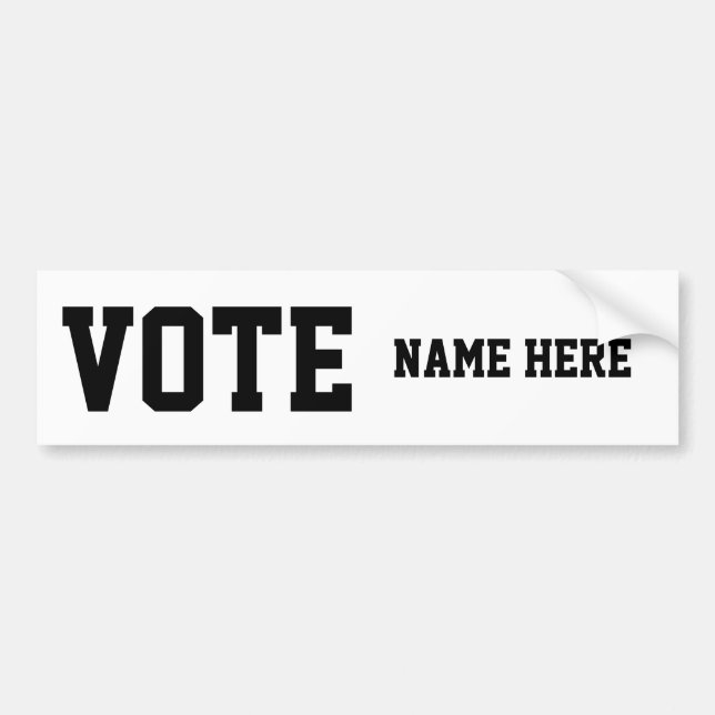 VOTE PERSONALIZE NAME BUMPER STICKER (Front)
