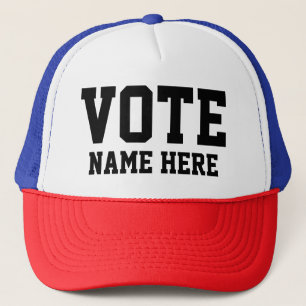 VOTE PERSONALIZE NAME TRUCKER HAT