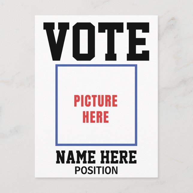 VOTE PHOTO PERSONALIZE NAME POSTCARD (Front)