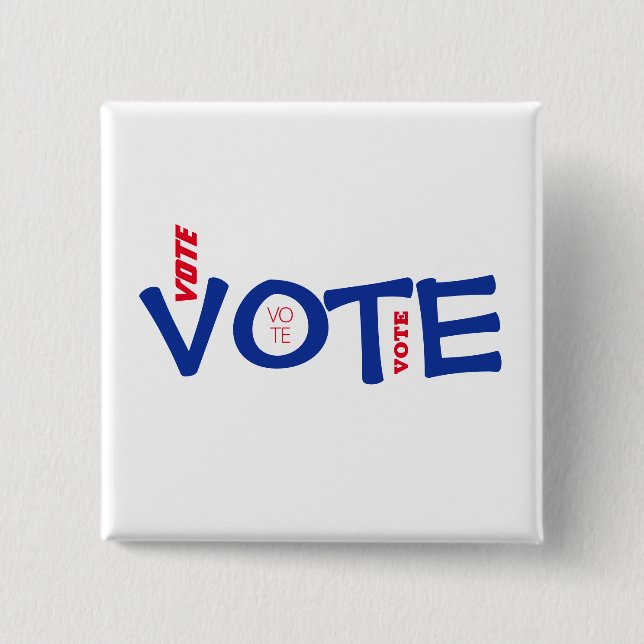 Vote Political Election Red White Blue 2 Inch Square Button (Front)