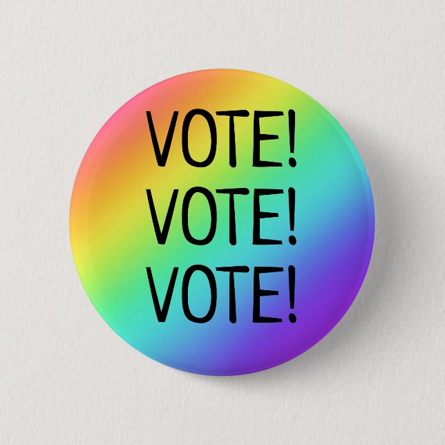 Vote! Rainbow Button (Front)