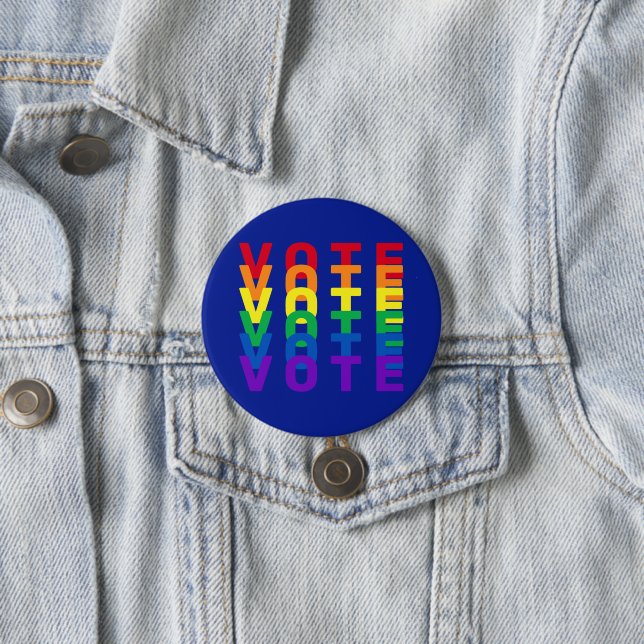 VOTE Rainbow Letters  3 Inch Round Button (In Situ)