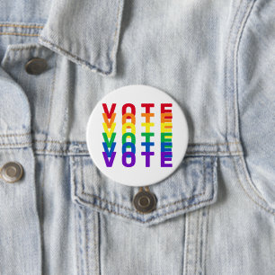 VOTE Rainbow Letters 3 Inch Round Button