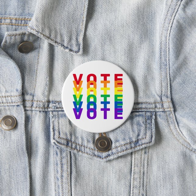 VOTE Rainbow Letters  3 Inch Round Button (In Situ)