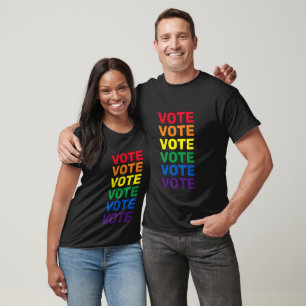 Vote rainbow typography graphic gay pride modern T-Shirt