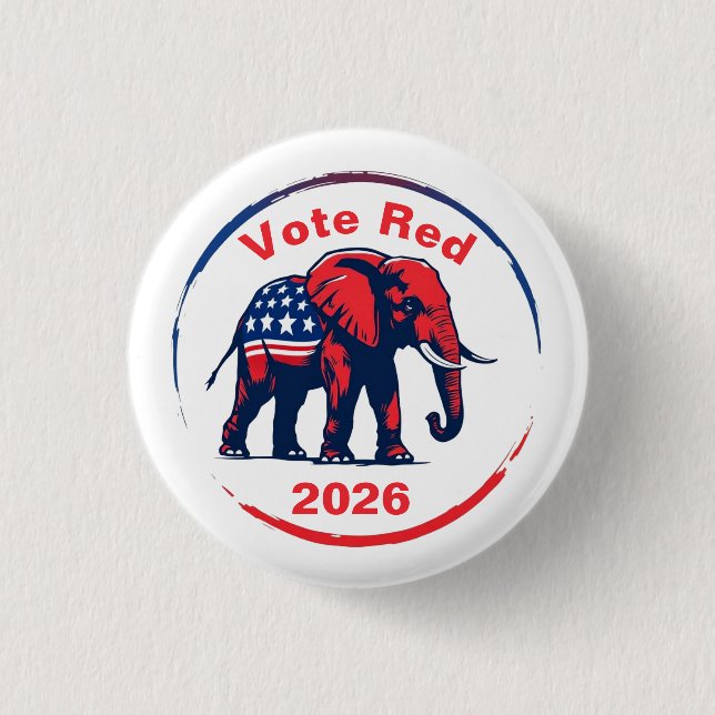 Vote Red 2026 1 Inch Round Button (Front)