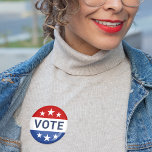 Vote Red and Blue Election 2 Inch Round Button<br><div class="desc">Nonpartisan round "Vote" pin button design features patriotic red,  white and blue colours with navy text and white star accents.</div>