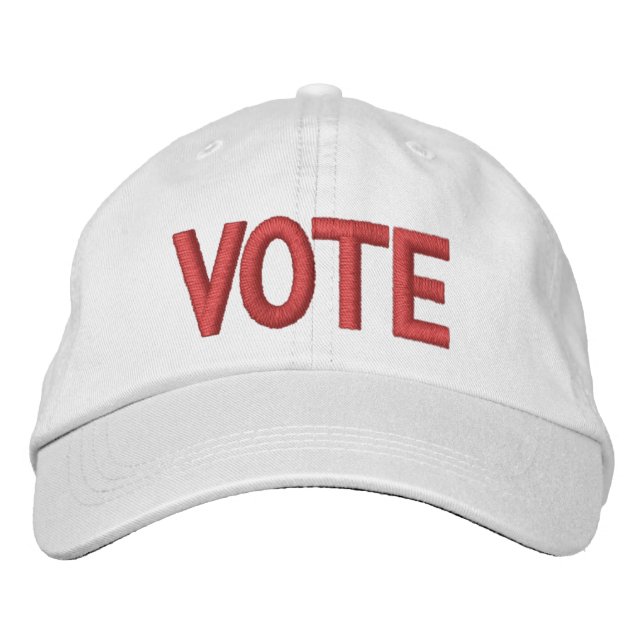Vote red modern typography embroidered hat (Front)