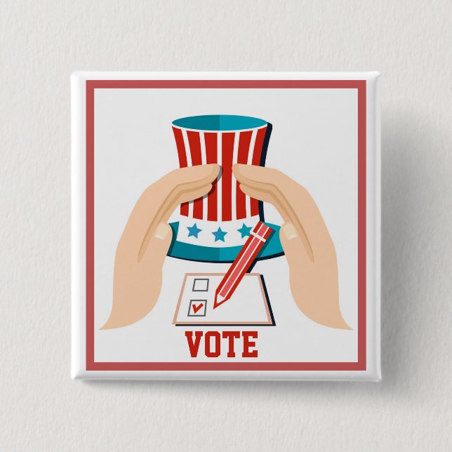 Vote Red Presidential Election 2 Inch Square Button (Front)