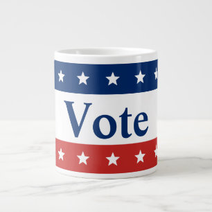 Vote Red White and Blue Stripes Stars Large Coffee Mug