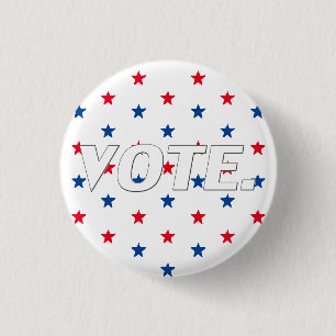 Vote red white blue stars pattern patriotic modern 1 inch round button