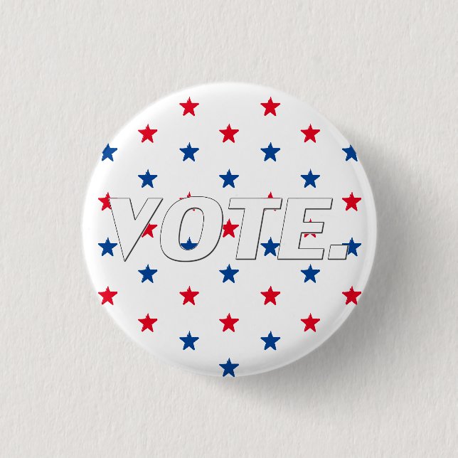 Vote red white blue stars pattern patriotic modern 1 inch round button (Front)