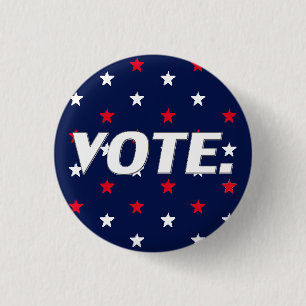 Vote red white navy blue stars patriotic 1 inch round button