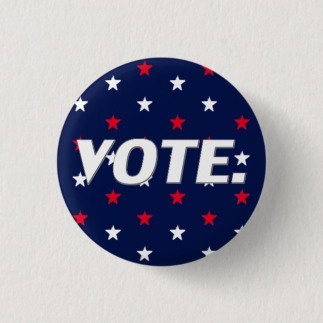 Vote red white navy blue stars patriotic 1 inch round button (Front)