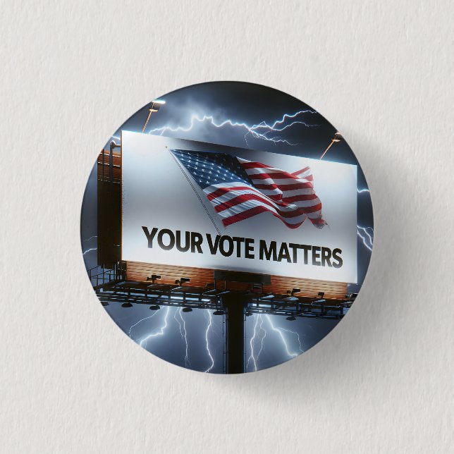 Vote Reminder Billboard With Lightning 1 Inch Round Button (Front)