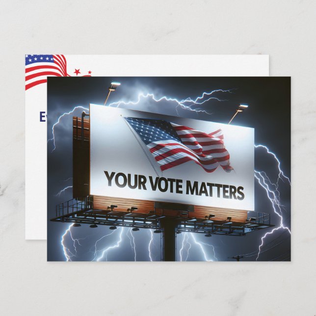 Vote Reminder Billboard With Lightning Postcard (Front/Back)