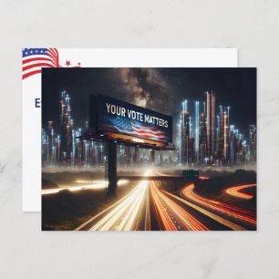 Vote Reminder Billboard With Lightning Postcard
