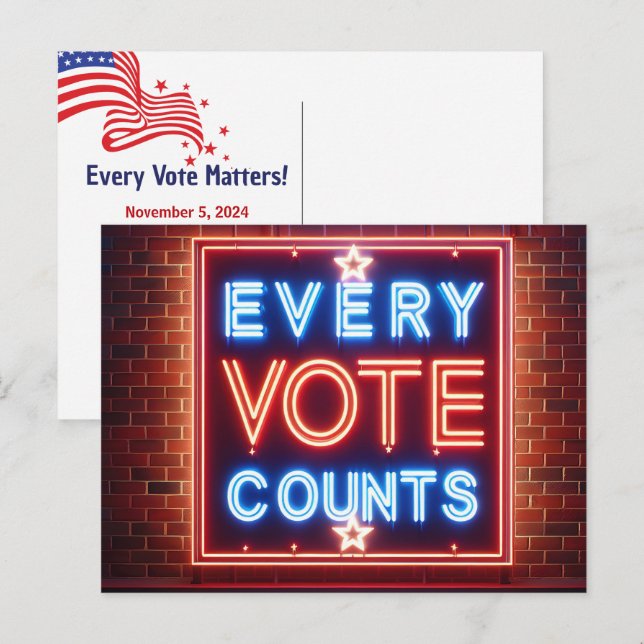 Vote Reminder Neon Sign Postcard (Front/Back)