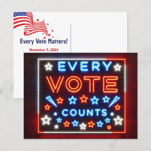 Vote Reminder Neon Sign Postcard