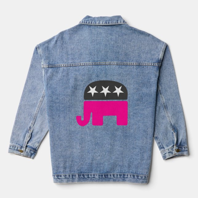 vote republican elephant election pink denim jacket (Back)