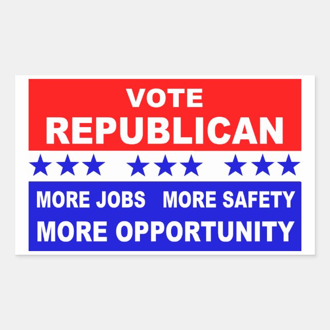 Vote Republican More Jobs, Safety, and Oppertunity Sticker (Front)