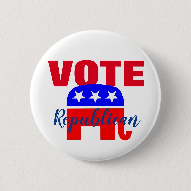 VOTE Republican with Patriotic Elephant 2 Inch Round Button (Front)