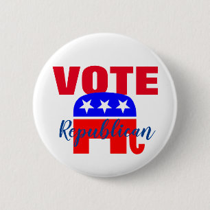 VOTE Republican with Patriotic Elephant 2 Inch Round Button