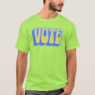 Vote Retro Colourful Groovy Blue Yellow Chartreuse T-Shirt