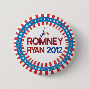 Vote Romney Ryan 2012 Stars & Stripes Button