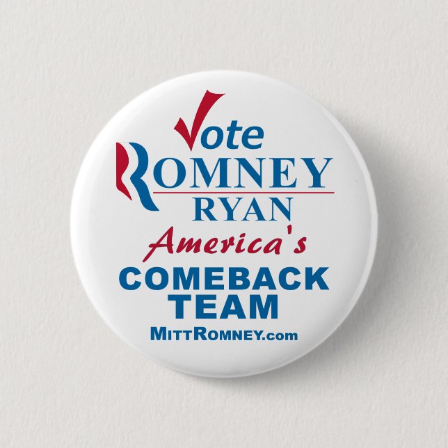 Vote Romney Ryan 2 Inch Round Button (Front)