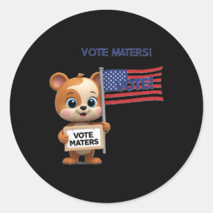 Vote S Election Poster Featuring A Cute Bear Stick Classic Round Sticker