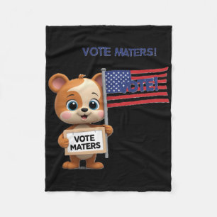 Vote S Election Poster Featuring A Cute Bear Stick Fleece Blanket