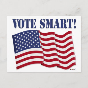 VOTE SMART! with US Flag Postcard