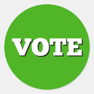 Vote Sticker on Green Background