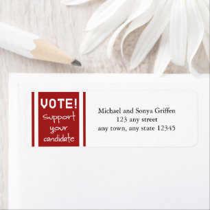Vote support your candidate Return Address Labels