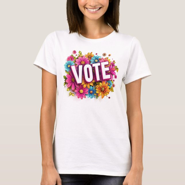 VOTE T-shirt rose fleuri (Devant)