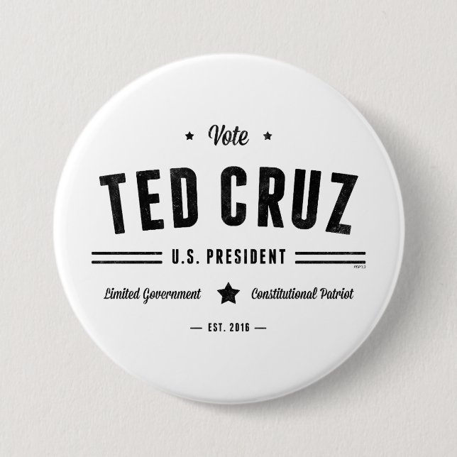 Vote Ted Cruz 2016 3 Inch Round Button (Front)