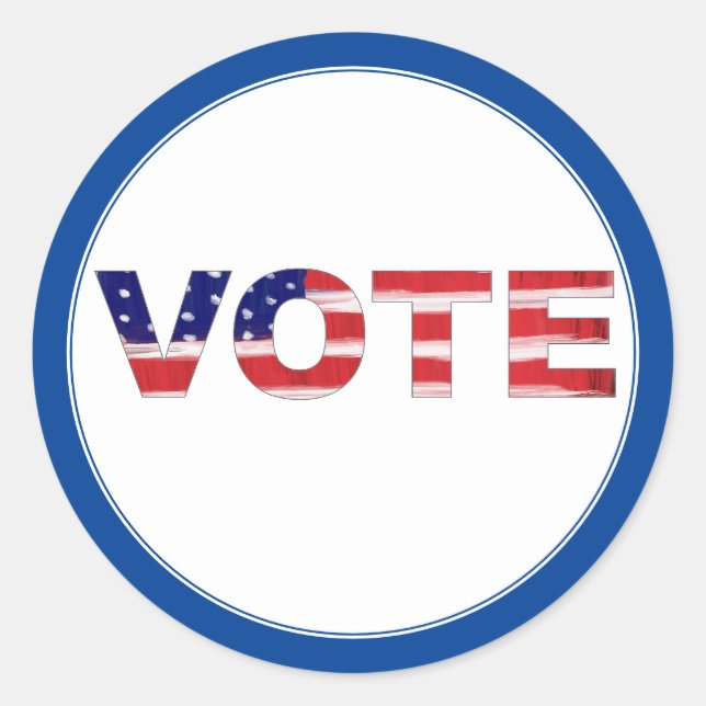 Vote Text In Flag Colours Blue Classic Round Sticker (Front)