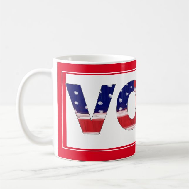 Vote Text In Flag Colours Red Coffee Mug (Left)