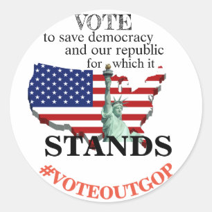 VOTE to save democracy and our republic Classic Round Sticker