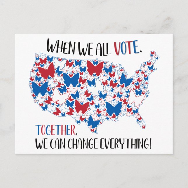 Vote Together We Change Everything, Red White Blue Postcard (Front)