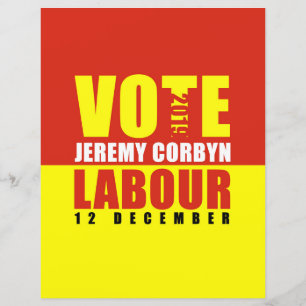 Vote Travail Jeremy Corbyn Feuille papier Double f