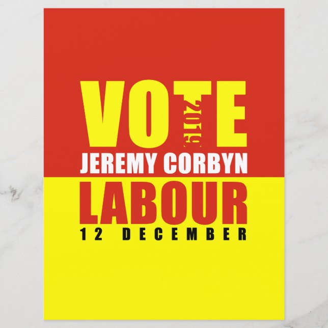 Vote Travail Jeremy Corbyn Feuille papier Double f (Devant)