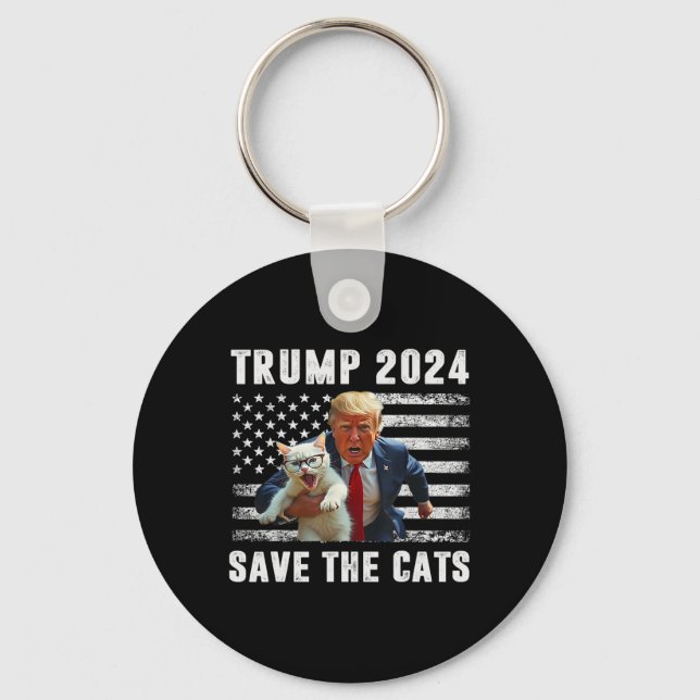 Vote Trump 2025 Funny Save The Cats  Keychain (Front)